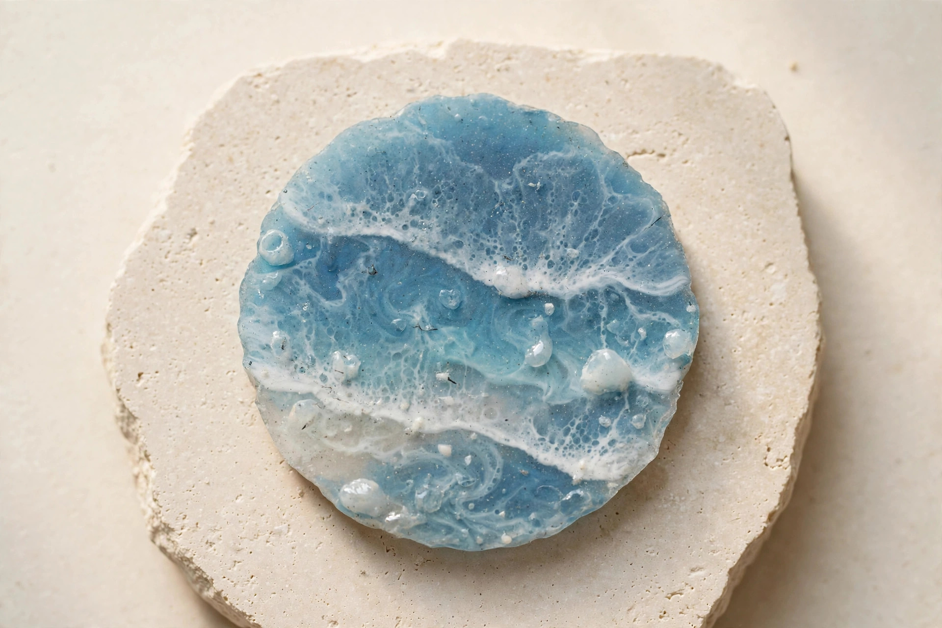 Dull cloudy unfinished resin coaster